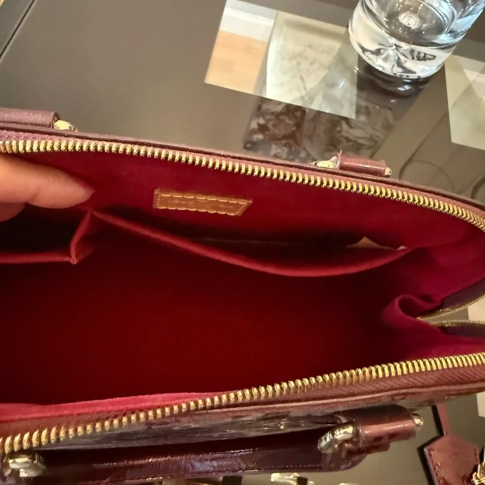 Elegant Burgundy Monogram Satchel - Picture 4 of 15